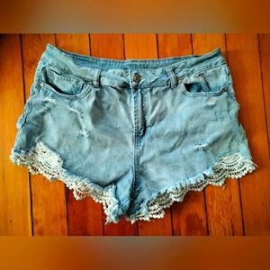 Denim Shorts Lace Distressed Juniors